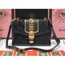 Gucci Sylvie GG Velvet Small Shoulder Bag ‎524405 Black 2018