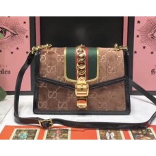 Gucci Sylvie GG Velvet Small Shoulder Bag ‎524405 Brown 2018