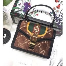 Gucci Sylvie GG Velvet Mini Bag ‎470270 Brown 2018