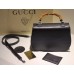 Gucci Vintage Leather Bamboo Top Handle Bag In Black With A Mini Mirror