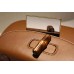 Gucci Vintage Leather Bamboo Top Handle Bag In Brown With A Mini Mirror