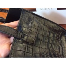 Gucci Jackie Soft Crocodile Top Handle Bag Black