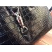 Gucci Jackie Soft Crocodile Top Handle Bag Black