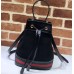 Gucci Ophidia Web Suede Small Bucket Top Handle Bag 550621 Black