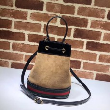 Gucci Ophidia Web Suede Small Bucket Top Handle Bag 550621 Brown