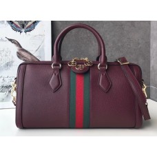 Gucci Web Ophidia Medium Top Handle Bag 524532 Leather Burgundy 2019