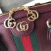 Gucci Web Ophidia Medium Top Handle Bag 524532 Leather Burgundy 2019