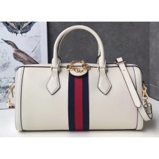 Gucci Web Ophidia Medium Top Handle Bag 524532 Leather White 2019
