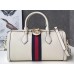 Gucci Web Ophidia Medium Top Handle Bag 524532 Leather White 2019