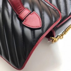 Gucci Diagonal GG Marmont Small Top Handle Bag 498110 Black 2019