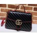 Gucci Diagonal GG Marmont Small Top Handle Bag 498110 Black 2019