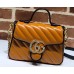 Gucci Diagonal GG Marmont Mini Top Handle Bag 583571 Brown 2019