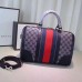 Gucci Vintage Web Embroidered Bag 406868 Navy Blue