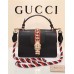 Gucci Sylvie leather mini handbag 421883 black(ENYI-722203)