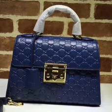 GUCCI PADLOCK SINATURE TOP HANDLE BAG 453188 BLUE 2017