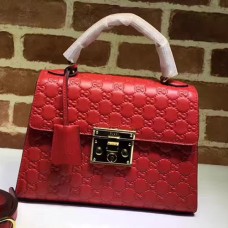 GUCCI PADLOCK SINATURE TOP HANDLE BAG 453188 RED 2017