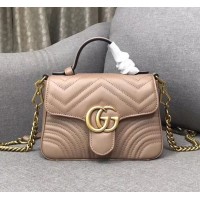 Gucci GG Marmont Mini Top Handle Bag 547260 Dusty Pink 2018
