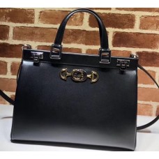 Gucci Zumi Smooth Leather Medium Top Handle Bag 564714 Black 2019