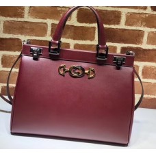 Gucci Zumi Smooth Leather Medium Top Handle Bag 564714 Burgundy 2019