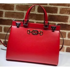 Gucci Zumi Smooth Leather Medium Top Handle Bag 564714 Red 2019