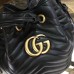 Gucci Sylvie Web Strap GG Marmont Chevron Quilted Leather Bucket Bag 476674 Black 2017