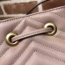 Gucci Sylvie Web Strap GG Marmont Chevron Quilted Leather Bucket Bag 476674 Nude 2017