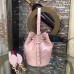 Gucci Sylvie Web Strap GG Marmont Chevron Quilted Leather Bucket Bag 476674 Pink 2017