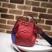 Gucci Sylvie Web Strap GG Marmont Chevron Quilted Leather Bucket Bag 476674 Red