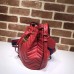 Gucci Sylvie Web Strap GG Marmont Chevron Quilted Leather Bucket Bag 476674 Red