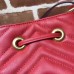 Gucci Sylvie Web Strap GG Marmont Chevron Quilted Leather Bucket Bag 476674 Red