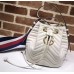 Gucci Sylvie Web Strap GG Marmont Chevron Quilted Leather Bucket Bag 476674 White 2017