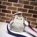 Gucci Sylvie Web Strap GG Marmont Chevron Quilted Leather Bucket Bag 476674 White 2017