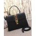 Gucci Sylvie leather top handle Medium Bag 431665 Black(KDL-722502)