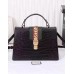 Gucci Sylvie crocodile pattern top handle bag 431665 Black(KDL-722705)