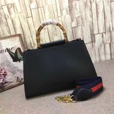 Gucci Nymphaea Leather Top Handle Medium Bag 453764 Black/Red 2017(kdl-742501)