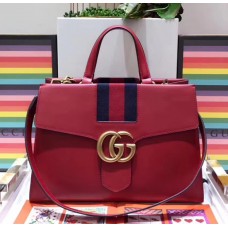 Gucci Web GG Marmont Top Handle Bag 476470 Red 2017