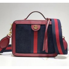 Gucci Ophidia Suede Small Shoulder Bag 550622 Blue/Red 2018
