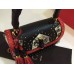 Gucci Limited Edition New Bamboo Python Top Handle Bag Black/Red