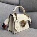 Gucci Queen Margaret Metal Bee Small Top Handle Bag 476541 Leather White 2018