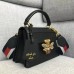 Gucci Queen Margaret Metal Bee Small Top Handle Bag 476541 Leather Black 2018