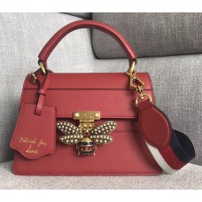 Gucci Queen Margaret Metal Bee Small Top Handle Bag 476541 Leather Red 2018