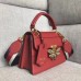 Gucci Queen Margaret Metal Bee Small Top Handle Bag 476541 Leather Red 2018