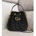 Gucci GG Marmont Quilted Velvet Bucket Top Handle Bag 476674 Black 2018