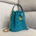 Gucci GG Marmont Quilted Velvet Bucket Top Handle Bag 476674 Blue 2018