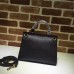 GUCCI GG MARMONT LEATHER TOP HANDLE MINI BAG 44262 BLACK 2017