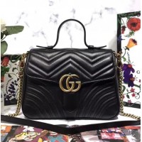 Gucci GG Marmont Small Top Handle Bag 498110 Black ‎2018