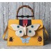 Gucci Calfskin  Moth Medium Top Handle Bag 488691 Yellow 2017