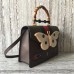 Gucci Calfskin  Moth Medium Top Handle Bag 488691 Dark Brown 2017