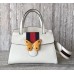 Gucci GucciTotem Medium Top Handle Bag With Enameled Butterfly 505342 White 2018