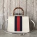 Gucci Web Moth Ostrich Pattern Medium Top Handle Bag 488691 White 2018